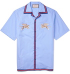 Gucci - Camp-Collar Embroidered Cotton Shirt - Men - Light blue