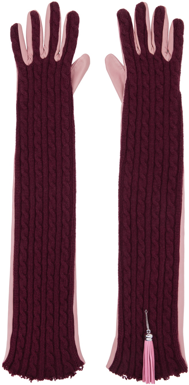 Julie Kegels SSENSE Exclusive Burgundy & Pink Andrea Gloves