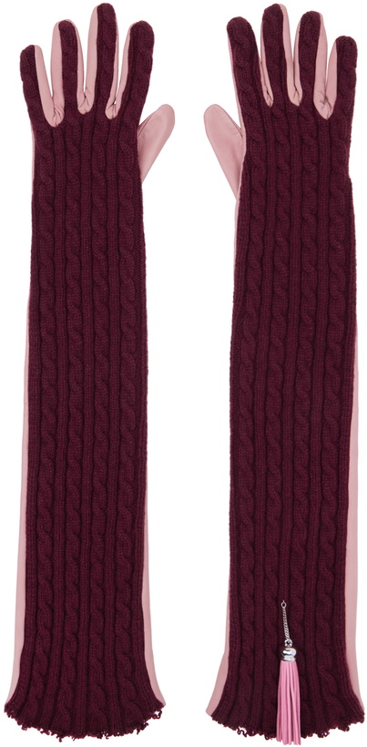 Photo: Julie Kegels SSENSE Exclusive Burgundy & Pink Andrea Gloves