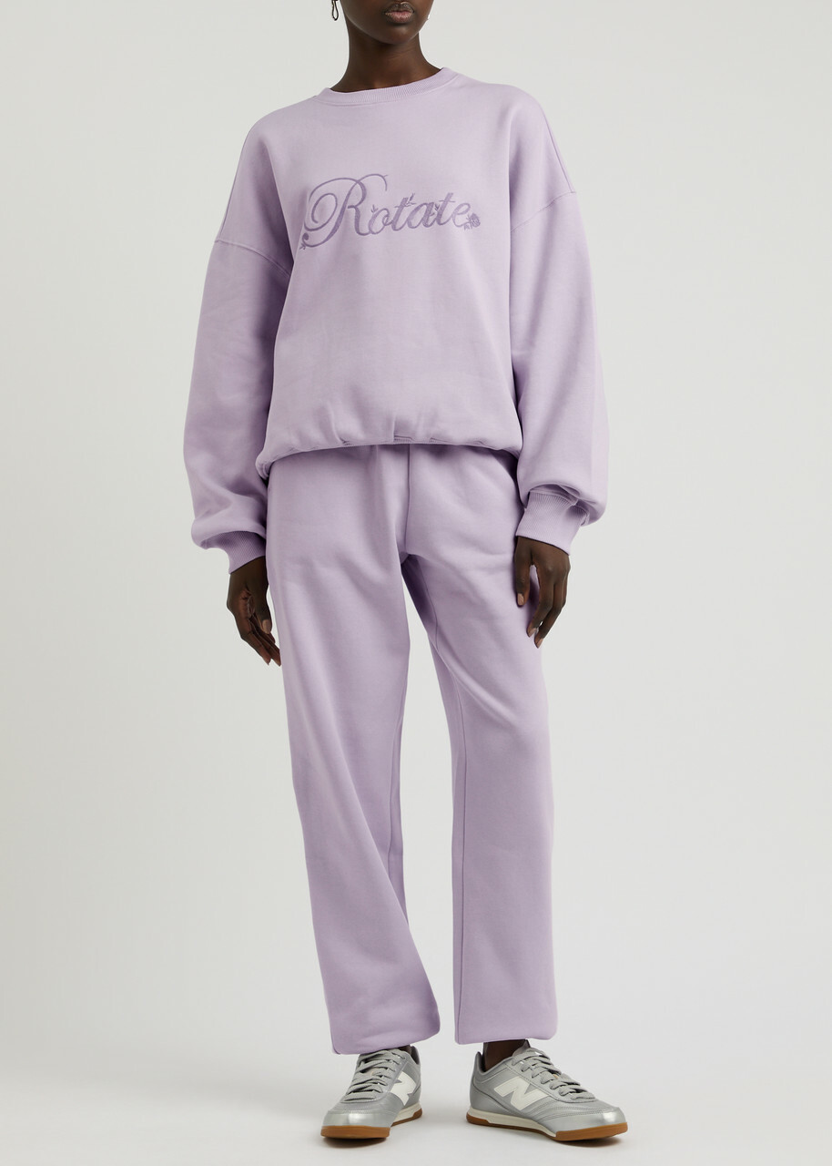 Rotate Sunday Logo-embroidered Cotton Sweatshirt Purple