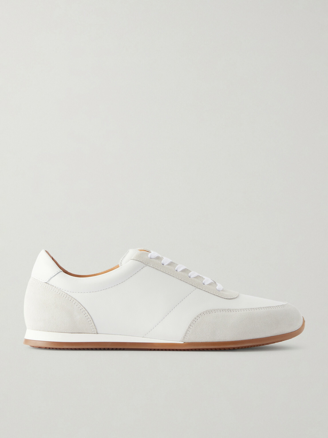 Mr P. - Suede-Trimmed Leather Sneakers - Neutrals