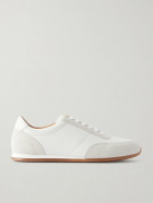 Mr P. - Suede-Trimmed Leather Sneakers - Neutrals
