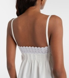 Saint Laurent Lace-trimmed cotton slip dress