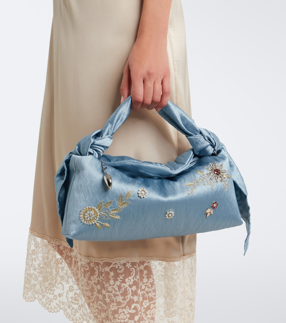 Erdem Bloom E/W satin top-handle bag