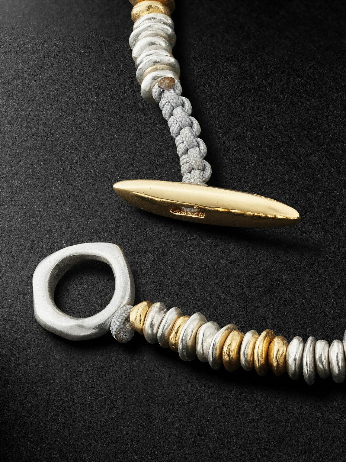 MAOR - Pilla 18-Karat Gold, Sterling Silver Beaded and Cord Beaded Bracelet - Gold