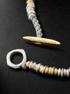MAOR - Pilla 18-Karat Gold, Sterling Silver Beaded and Cord Beaded Bracelet - Gold