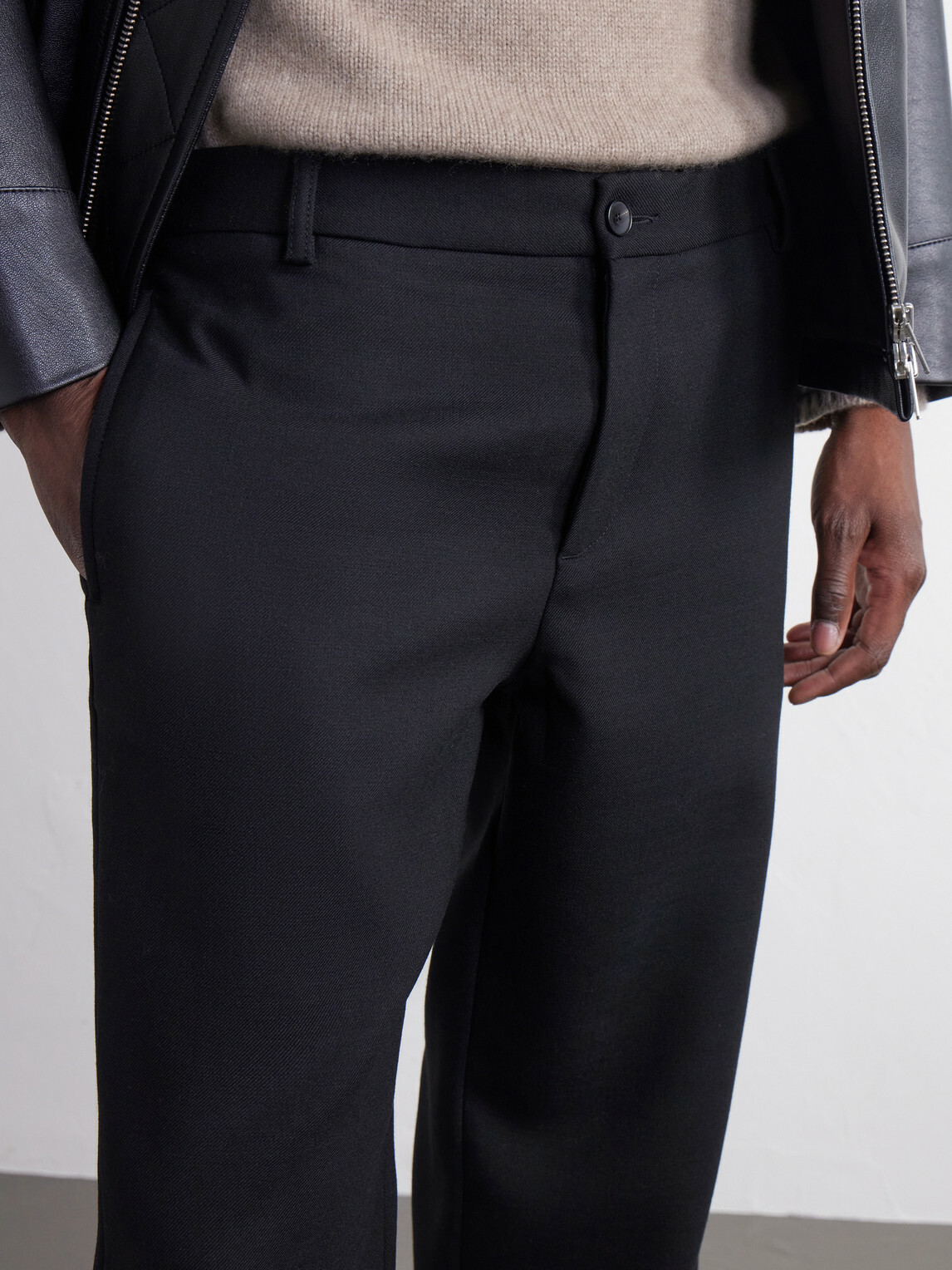 Mr P. - Straight-Leg Tricotine Twill Trousers - Black