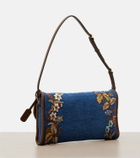 Valentino Garavani DeVain Small embroidered denim shoulder bag