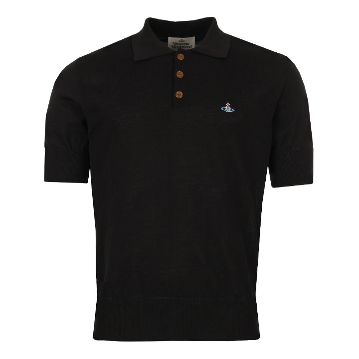Photo: Knitted Polo Shirt - Black