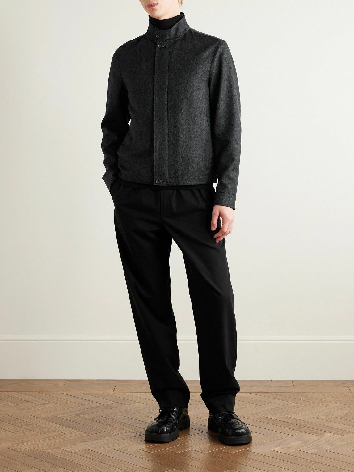 Zegna - Nubuck-Trimmed Virgin Wool-Twill Jacket - Gray