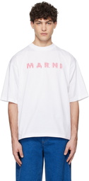 Marni White Checked 'Marni' Logo Crewneck T-shirt