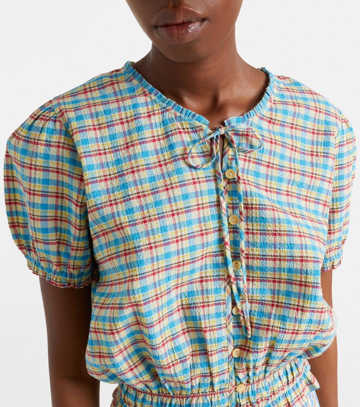 Faithfull Santana checked cotton-blend top