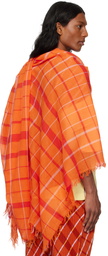 HOMME PLISSÉ ISSEY MIYAKE Orange Plaid Stole Scarf