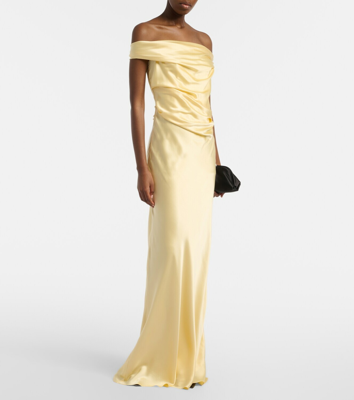 The Sei Bardot draped silk charmeuse gown