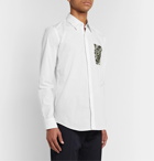 Fendi - Slim-Fit Logo-Print Cotton-Poplin Shirt - White