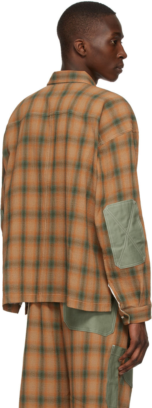 Nicholas Daley Oversized Work Shirt in Orange/Green Check