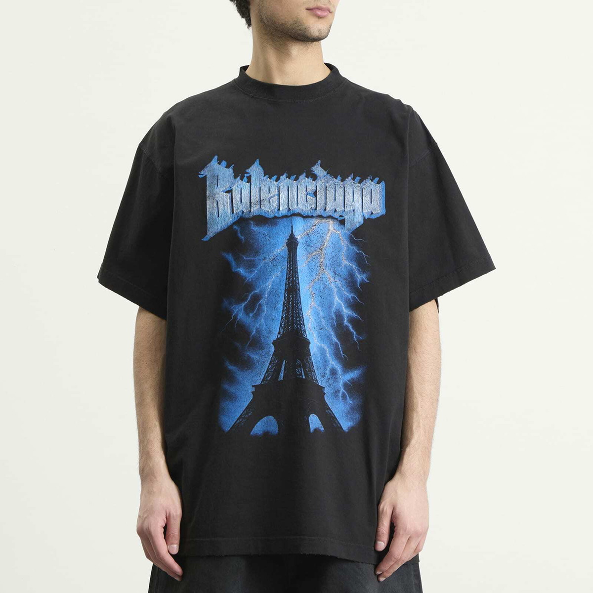Balenciaga Men's Metal Merch Paris Oversized T-Shirt in Black