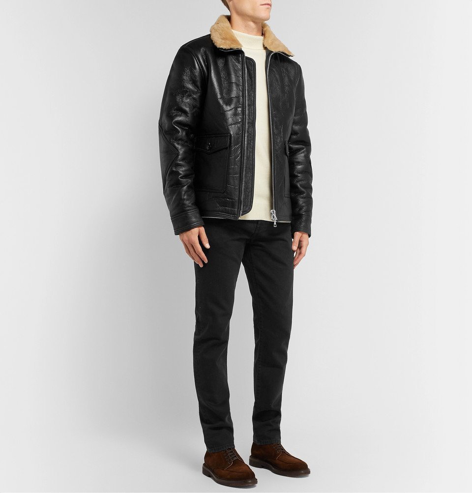CLYDE LEATHER BOMBER - BROWN