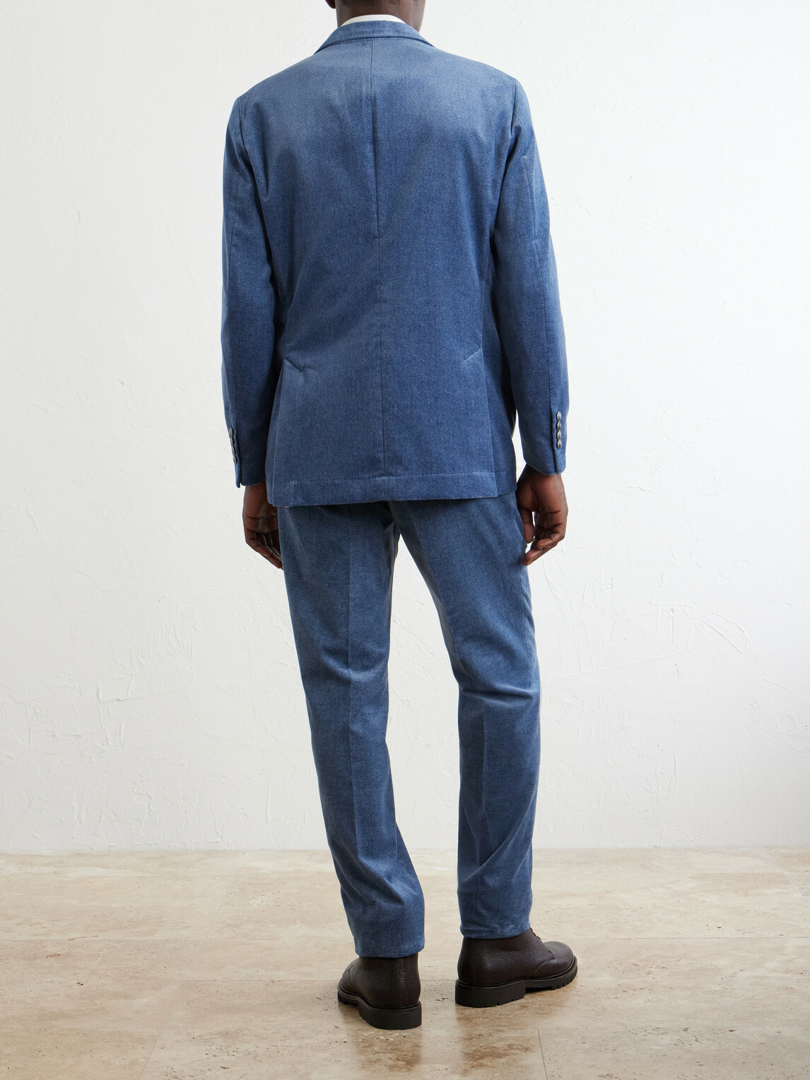 Brunello Cucinelli - Double-Breasted Cotton-Velvet Suit Jacket - Blue