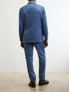 Brunello Cucinelli - Double-Breasted Cotton-Velvet Suit Jacket - Blue