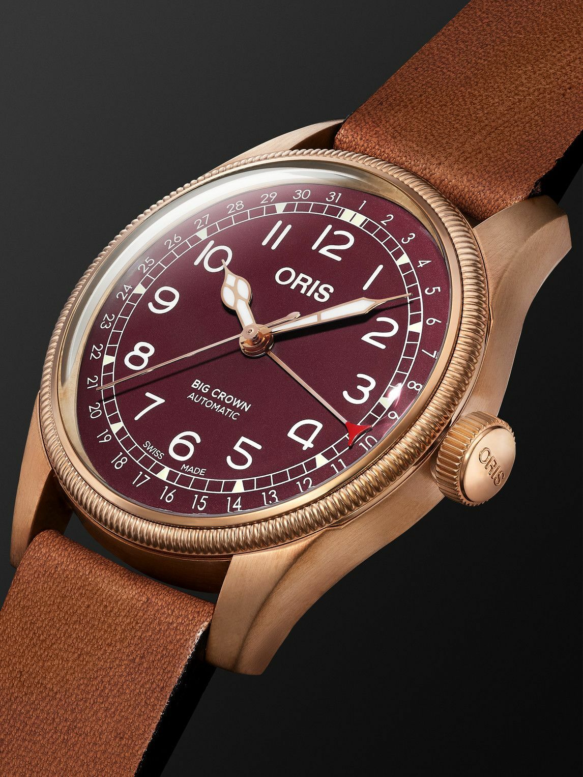 Oris Big Crown Pointer Date Automatic 40mm Bronze and Leather