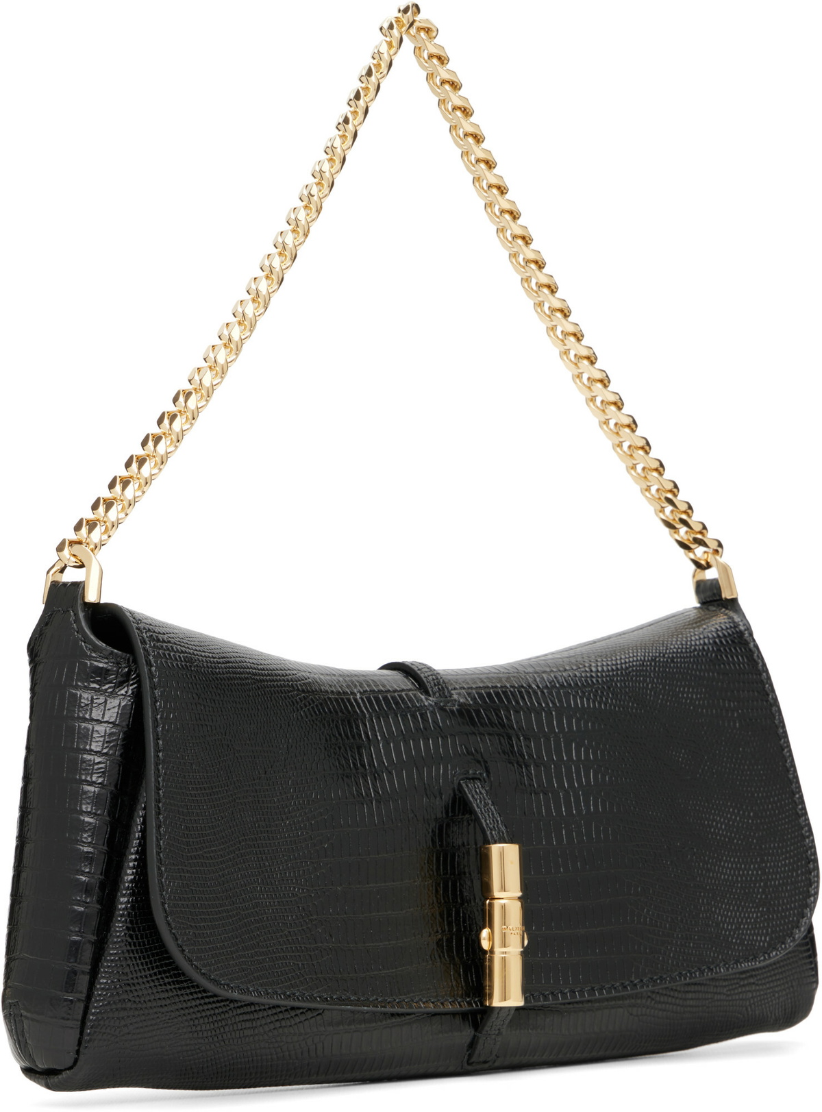 BALMAIN Black Balmain Metropolis Embossed Leather Bag