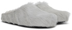 Marni Gray Long-Hair Calfskin Fussbett Sabot Loafers