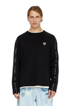 Diesel Long-sleeve T-shirt with tonal trims - T-Shirts Mens in Black