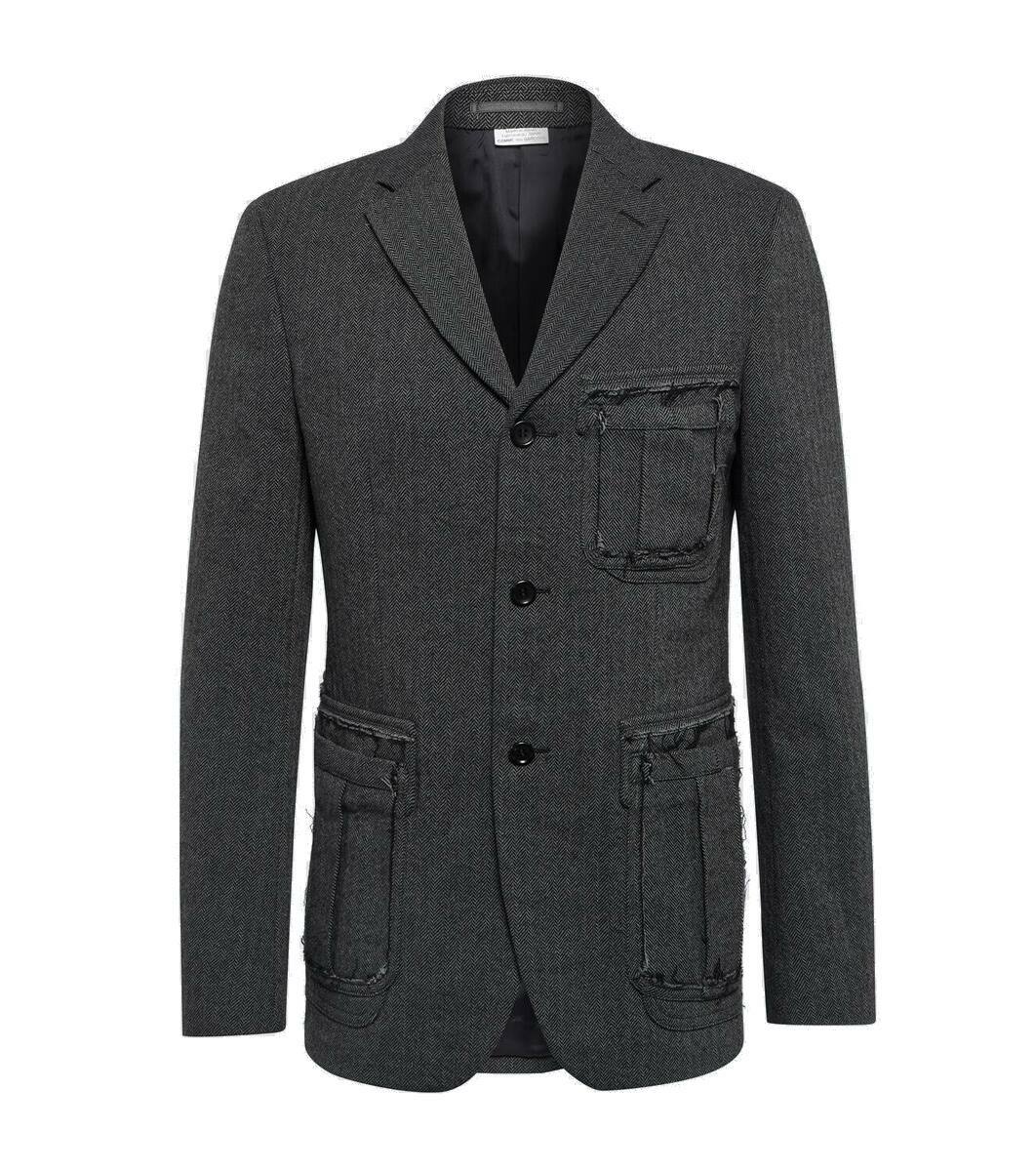 Comme des Garcons Homme Deux olive wool two button blazer - mens M S