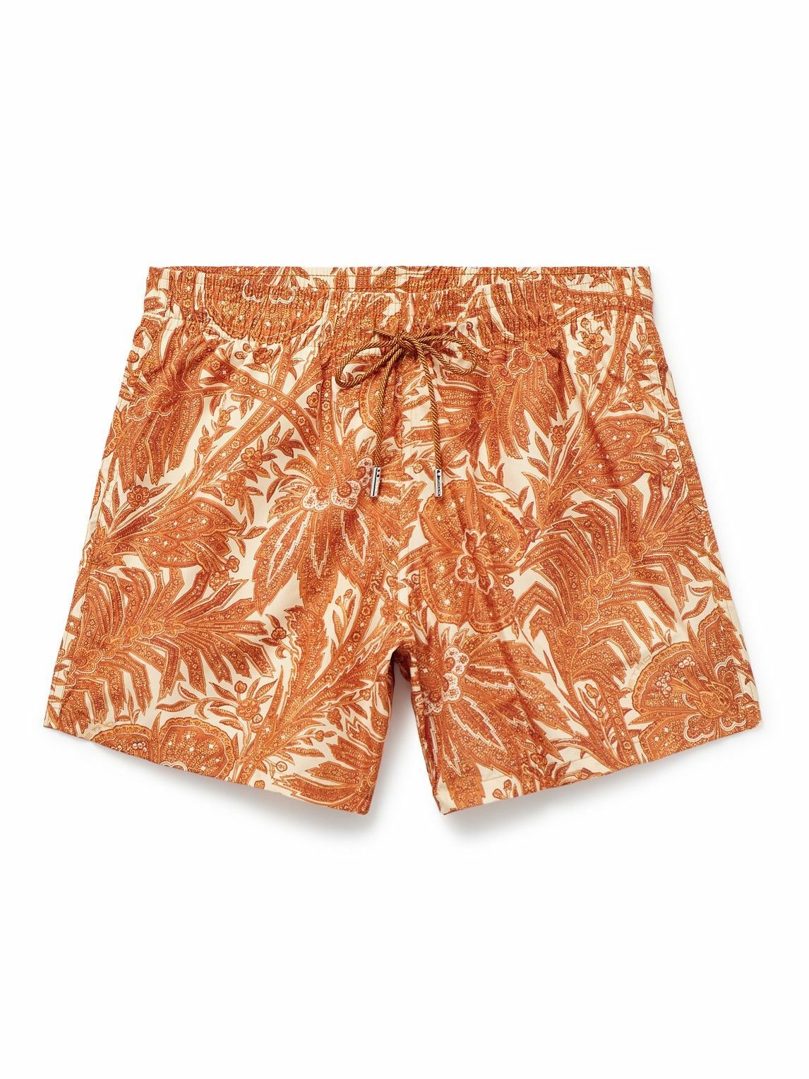 Etro - Slim-Fit Mid-Length Logo-Appliquéd Printed Swim Shorts - Orange Etro