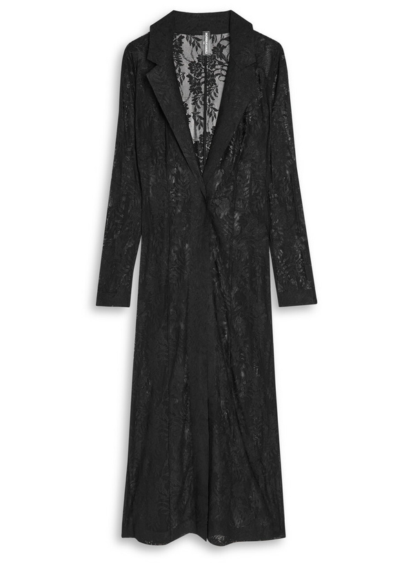 Photo: Norma Kamali Floral Guipure Lace Coat Black
