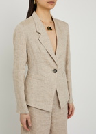 Emporio Armani Fitted Linen-blend Blazer Beige