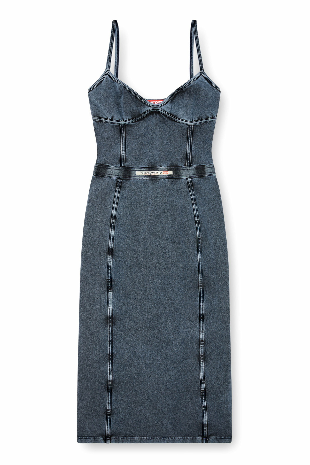 Diesel Midi dress in denim-look jersey - Dresses Womens in Blue Diesel