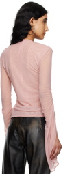 Blumarine Pink Crystal-Cut Long Sleeve T-Shirt