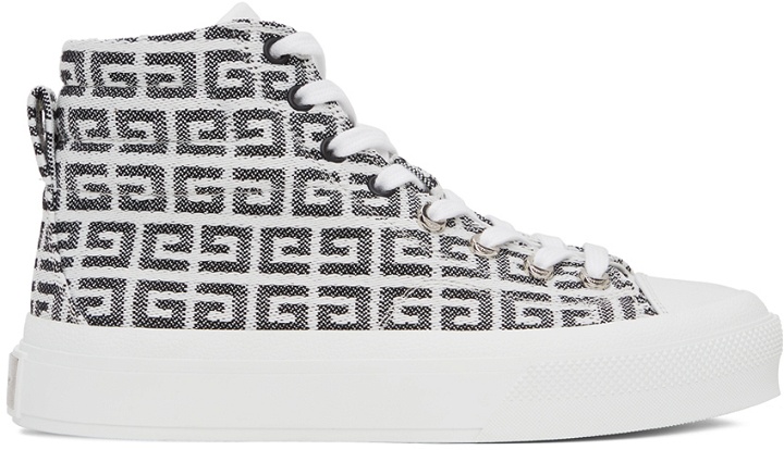 Photo: Givenchy White 4G Jacquard City Sneakers