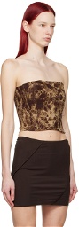 ioannes Brown Paneled Leather Bustier Camisole