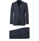 Hugo Boss - Navy Helwerd Genius Slim-Fit Checked Wool Three-Piece Suit - Navy