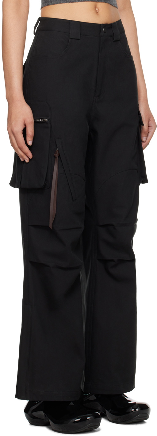 Fax Copy Express Black Slit-Hem Cargo Pants