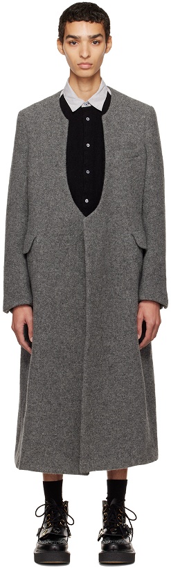 Photo: Comme des Garçons Homme Plus Gray Open Front Coat