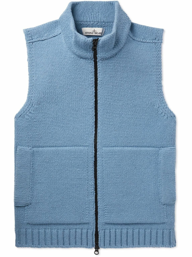 Photo: Stone Island - Logo-Appliquéd Wool-Blend Gilet - Blue