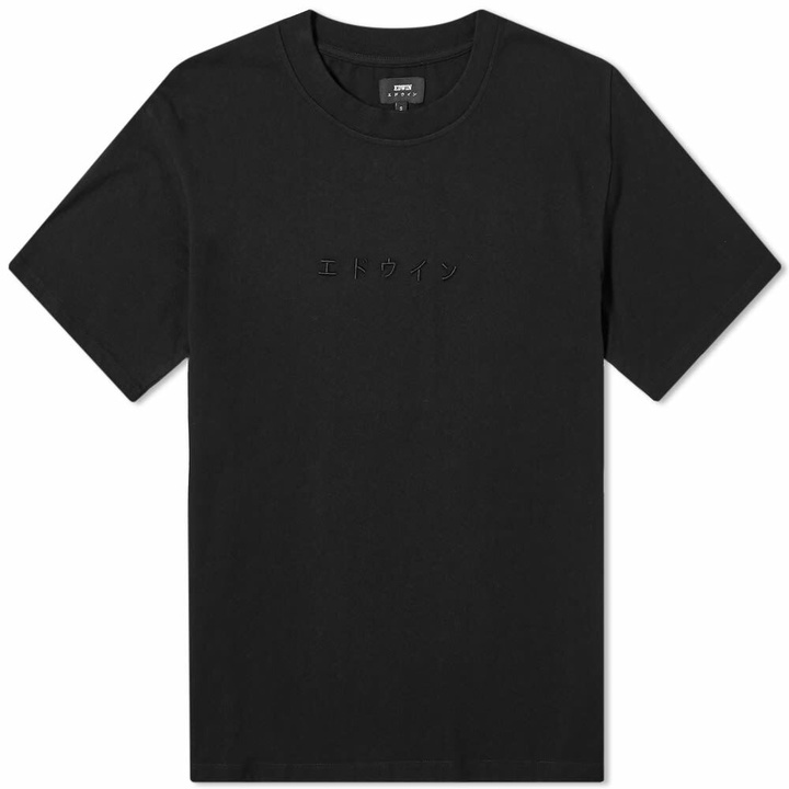 Photo: Edwin Men's Katakana Embroidery T-Shirt in Black