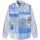 Junya Watanabe MAN x Roy Lichtenstein Mix Cotton Shirt in White/Blue/Red