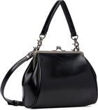 Y's Black Semi-Matte Leather Metal Clasp Bag