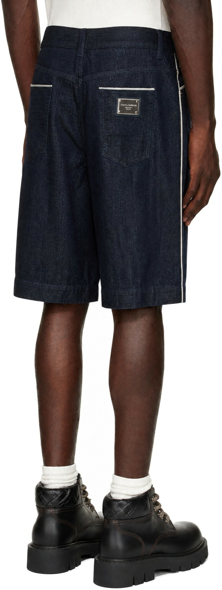 Dolce&Gabbana Blue Logo Plaque Denim Shorts