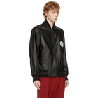 Needles Black Faux-Leather Award Bomber Jacket