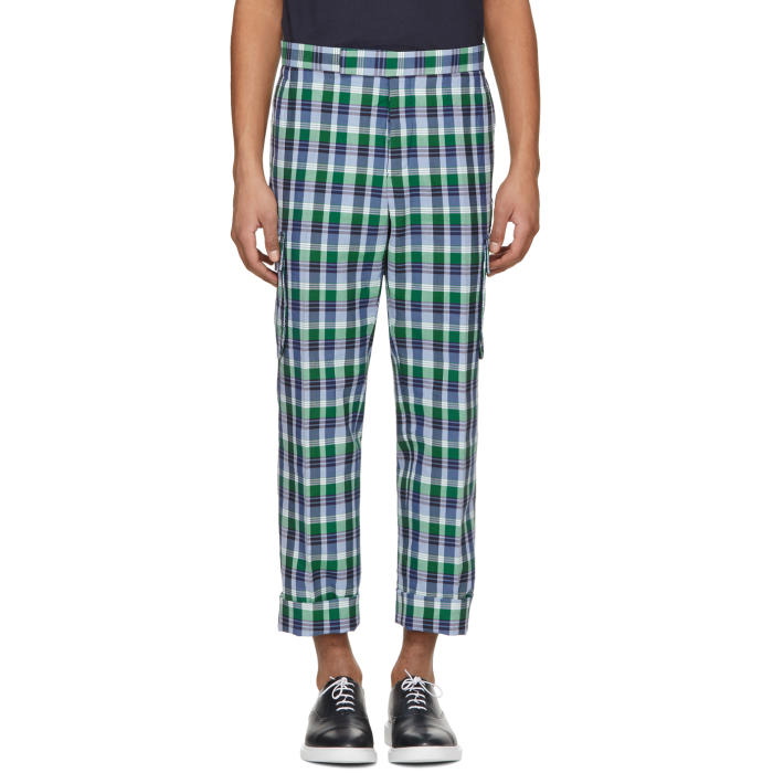Photo: Thom Browne Blue Madras Gusseted Patch Pocket Trousers