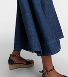 Valentino Chambray denim midi skirt