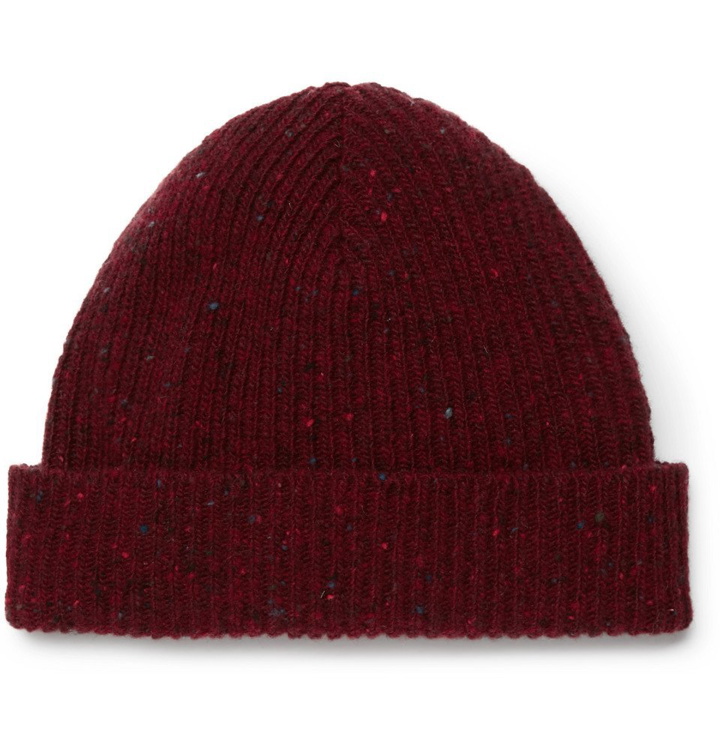 Photo: Mr P. - Ribbed Donegal Wool Beanie - Men - Red