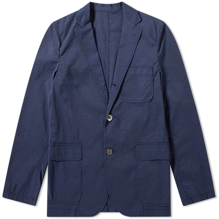 Photo: Beams Plus 3 Button Seersucker Blazer Navy