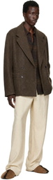 LEMAIRE Brown Short Double-Breasted Coat